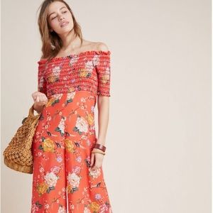 NWT Anthropologie Farm Rio OTS Jumpsuit Sz M
